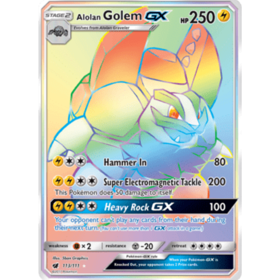 Alolan Golem GX (Secret)  - Holofoil SM  Crimson Invasion - Secret Rare