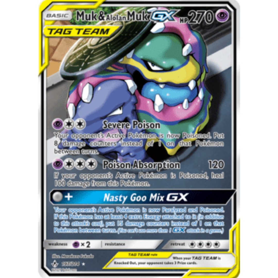 Muk & Alolan Muk GX (197) (Full Art)  - Holofoil SM  Unbroken Bonds - Ultra Rare