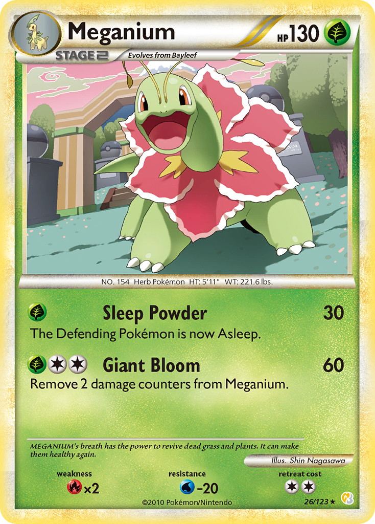Meganium 026  HeartGold SoulSilver - Rare