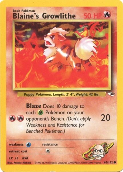 Blaine's Growlithe (62) 062  - Unlimited Gym Heroes - Common