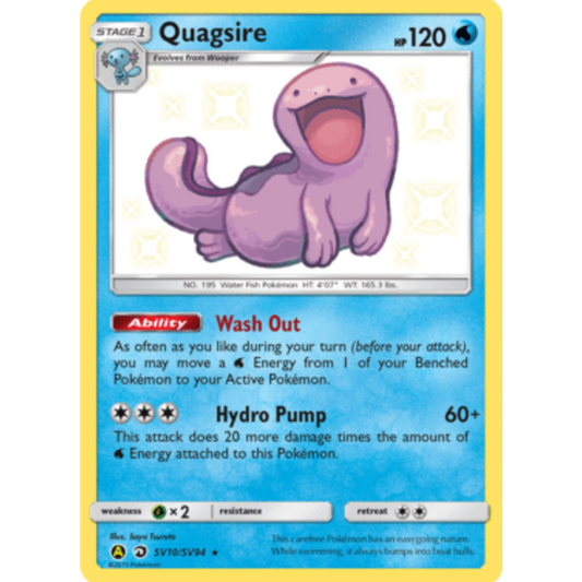 Quagsire SV10/SV94  - Holofoil Hidden Fates Shiny Vault - Shiny Holo Rare