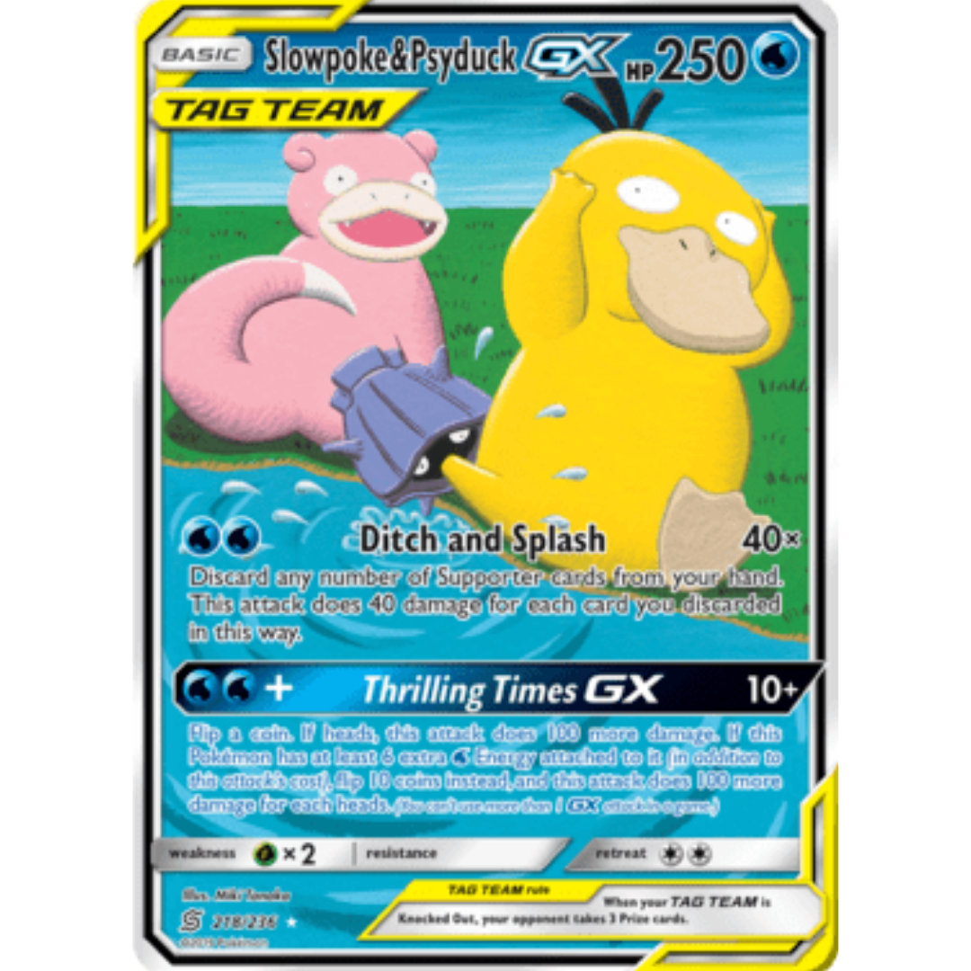 Slowpoke & Psyduck GX (Alternate Full Art)/236  - Holofoil SM  Unified Minds - Ultra Rare