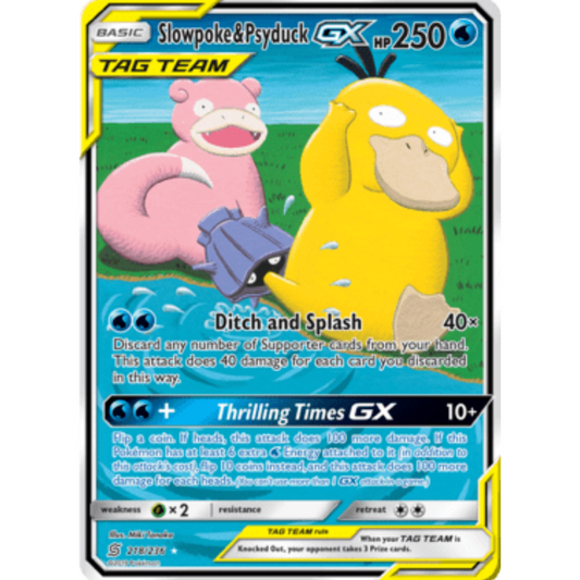Slowpoke & Psyduck GX (Alternate Full Art) 218/236  - Holofoil SM  Unified Minds - Ultra Rare
