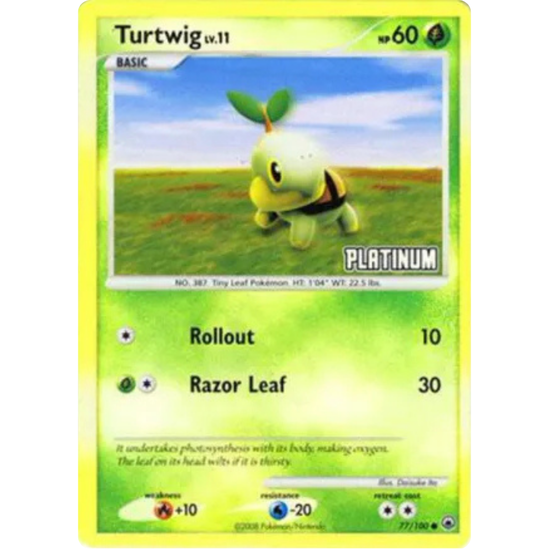 Turtwig - 77/100 [Platinum]/100  - Reverse Holofoil Burger King Promos - Promo