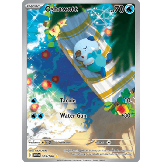 Oshawott 105/086  - Holofoil SV White Flare - Illustration Rare