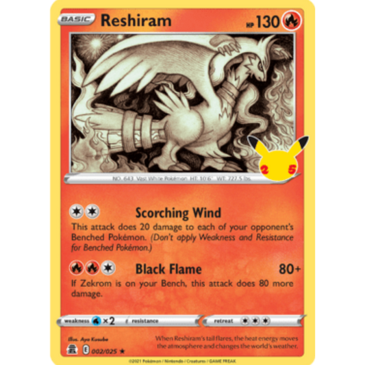 Reshiram 002/025  - Holofoil Celebrations - Holo Rare