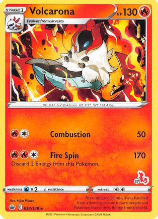 Volcarona - 024/198 (#27 Cinderace Stamped)/198  Battle Academy 2022 - Promo