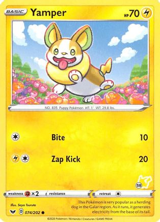 Yamper - 074/202 (#58 Pikachu Stamped)/202  Battle Academy 2022 - Promo