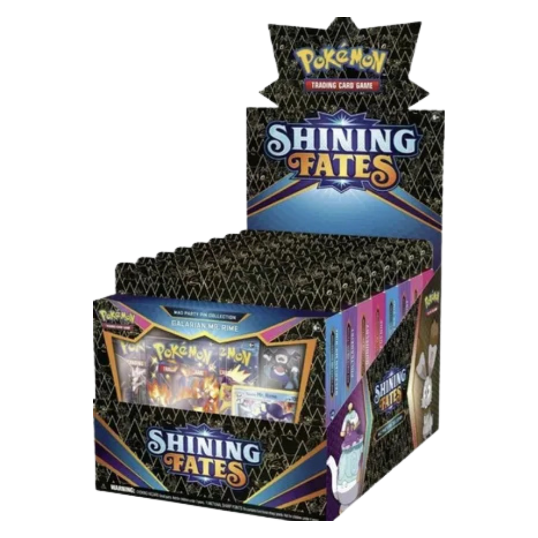 Shining Fates Mad Party Pin Collection Display