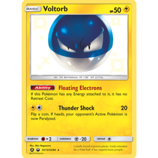 Voltorb SV13/SV94  - Holofoil Hidden Fates Shiny Vault - Shiny Holo Rare