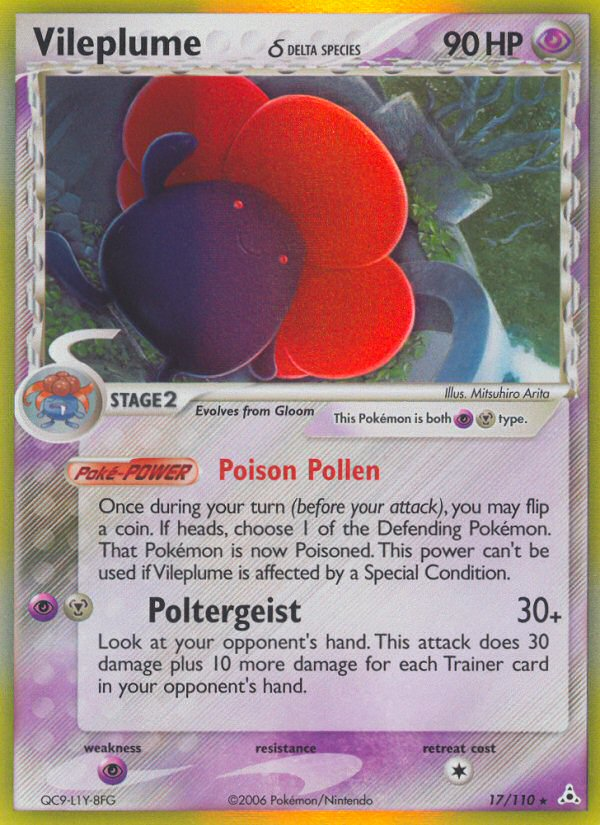 Vileplume (Delta Species) 017/110  - Holofoil Holon Phantoms - Holo Rare
