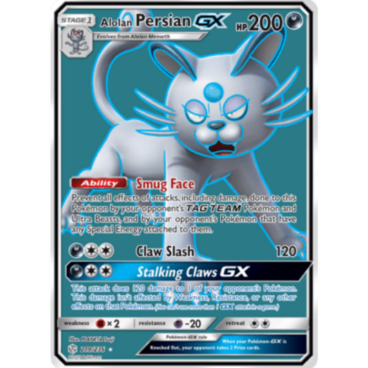 Alolan Persian GX (Full Art) 219  - Holofoil SM  Cosmic Eclipse - Ultra Rare