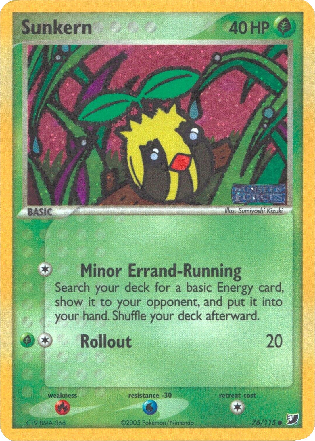 Sunkern  - Reverse Holofoil Unseen Forces - Common