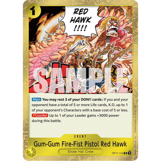 Gum-Gum Fire-Fist Pistol Red Hawk (OP11-114) - A Fist of Divine Speed Foil