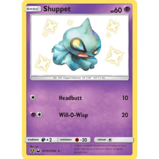 Shuppet SV16/SV94  - Holofoil Hidden Fates Shiny Vault - Shiny Holo Rare