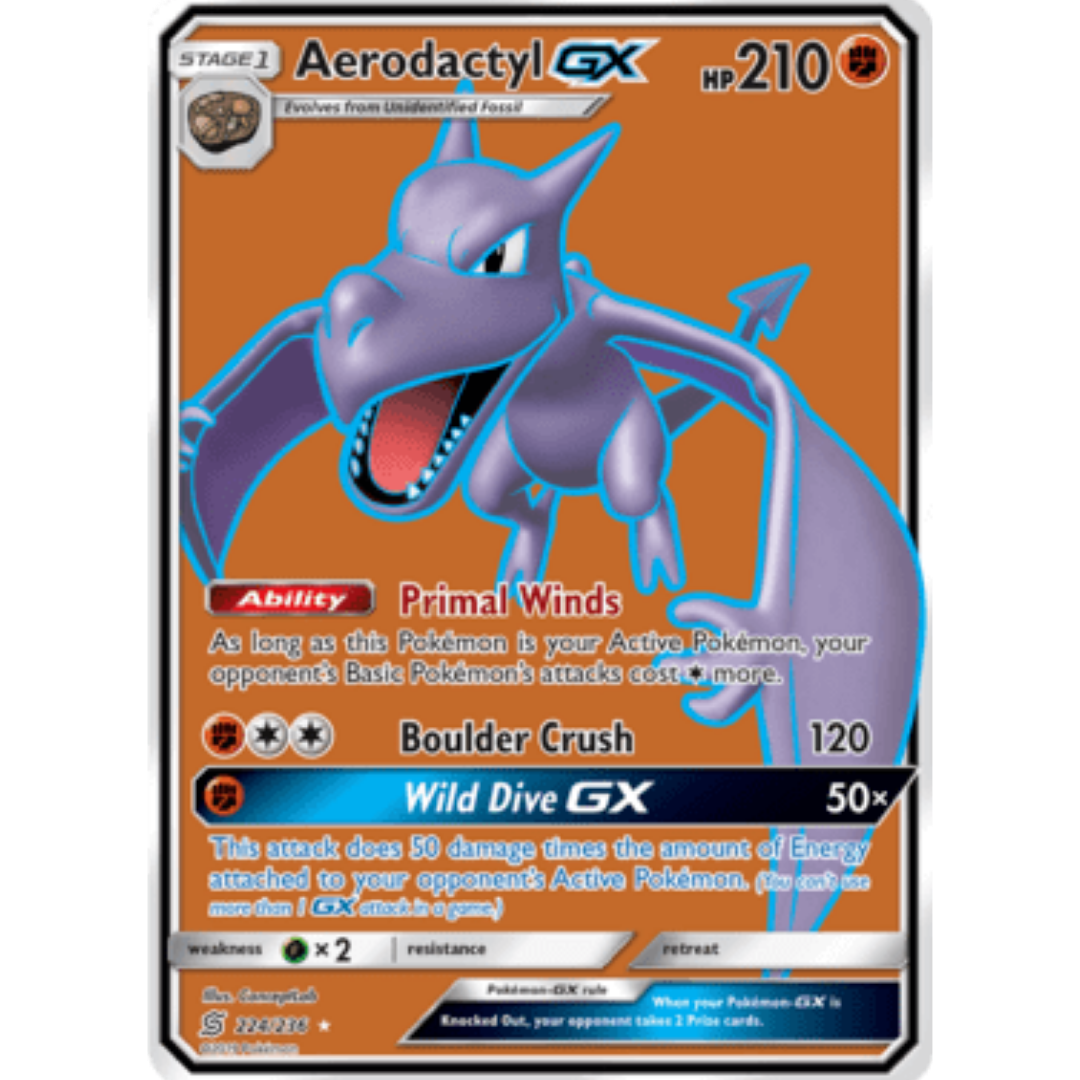 Aerodactyl GX (Full Art) 224  - Holofoil SM  Unified Minds - Ultra Rare