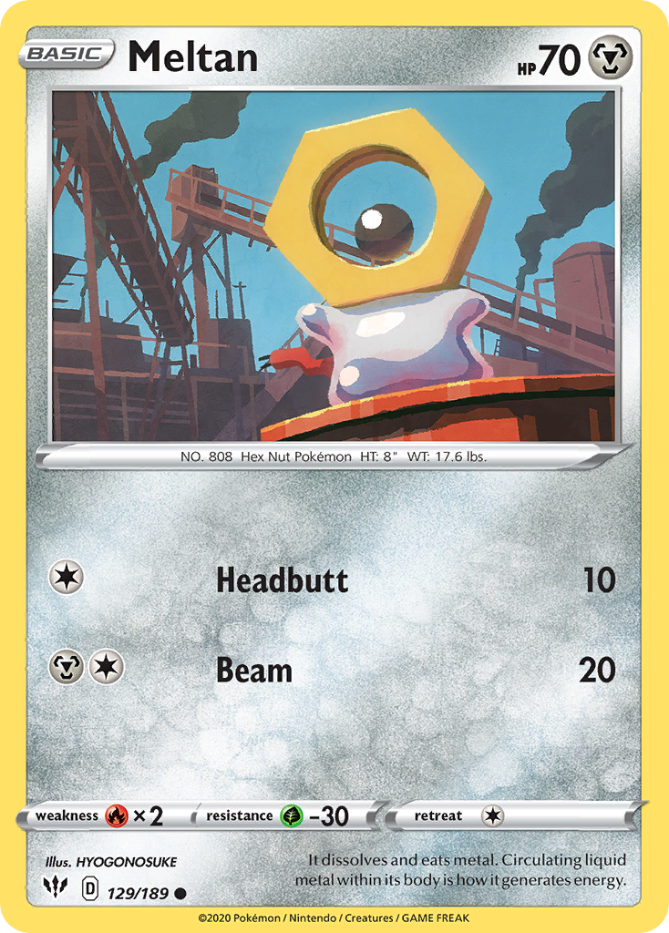 Meltan 129  SWSH03 Darkness Ablaze - Common