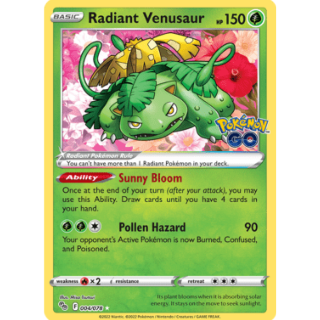 Radiant Venusaur 004/078  - Holofoil Pokemon GO - Radiant Rare