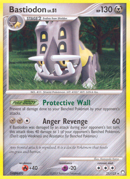 Bastiodon - 21/123 (DP Mysterious Treasures)/123  - Holofoil Deck Exclusives - Holo Rare