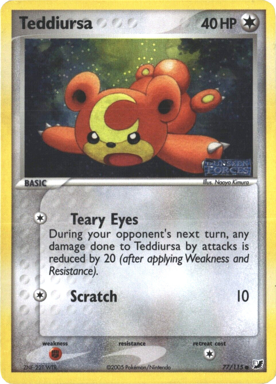 Teddiursa/115  - Reverse Holofoil Unseen Forces - Common