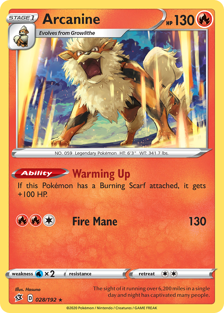 Arcanine 028  SWSH02 Rebel Clash - Rare