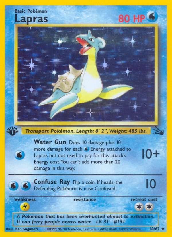 Lapras (10) 010  - 1st Edition Holofoil Fossil - Holo Rare