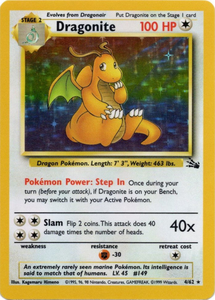Dragonite (4) 004  - 1st Edition Holofoil Fossil - Holo Rare