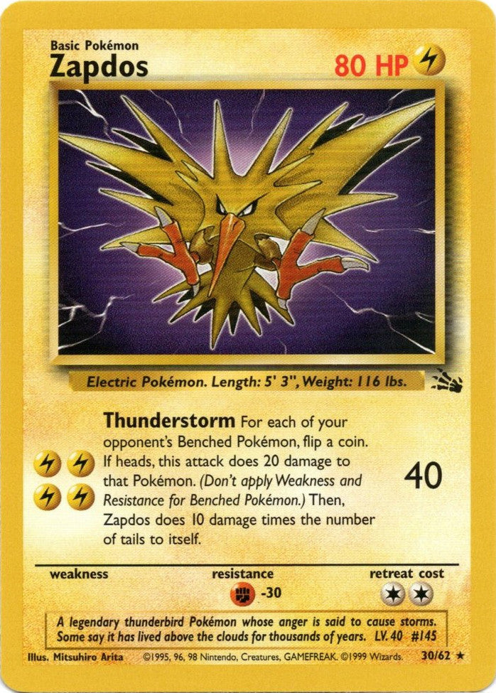 Zapdos (30) 030  - Unlimited Fossil - Rare