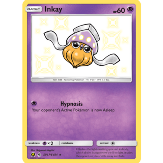 Inkay SV17/SV94  - Holofoil Hidden Fates Shiny Vault - Shiny Holo Rare
