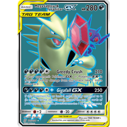 Mega Sableye & Tyranitar GX (Full Art) 225  - Holofoil SM  Unified Minds - Ultra Rare