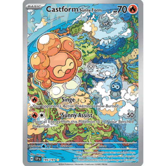 Castform Sunny Form 195/191  - Holofoil SV08 Surging Sparks - Illustration Rare