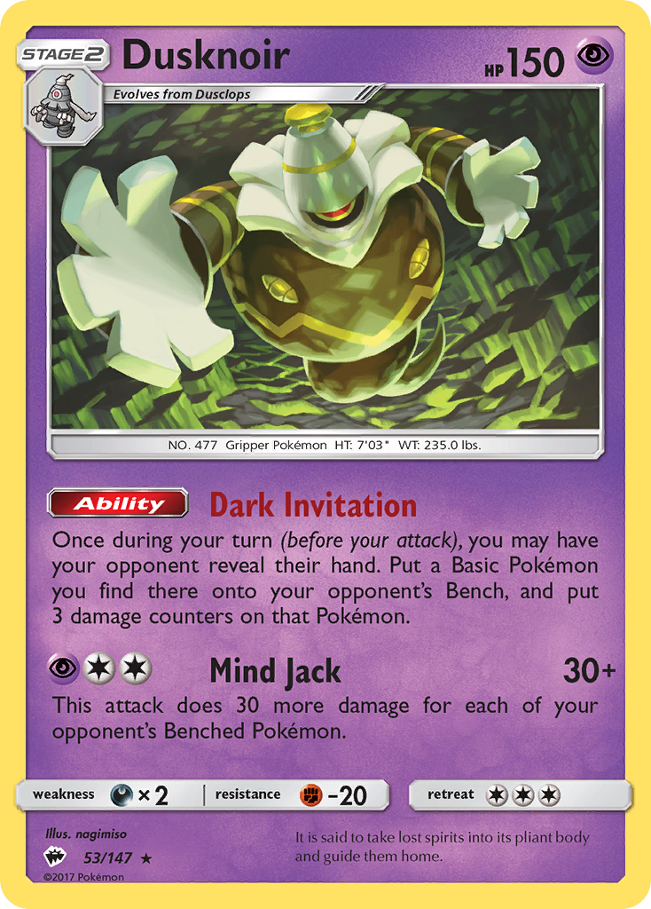 Dusknoir 053  - Holofoil SM  Burning Shadows - Holo Rare