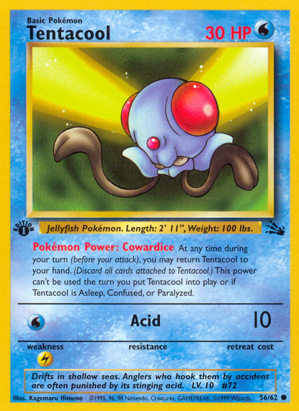 Tentacool 056  - 1st Edition Fossil - Common