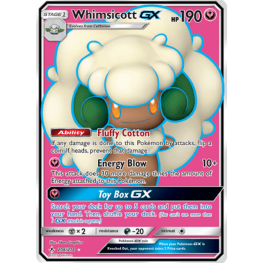 Whimsicott GX (Full Art) 206/214  - Holofoil SM  Unbroken Bonds - Ultra Rare