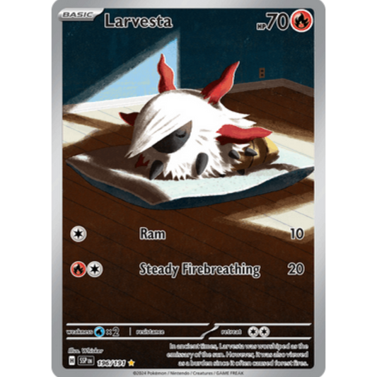 Larvesta 196/191  - Holofoil SV08 Surging Sparks - Illustration Rare