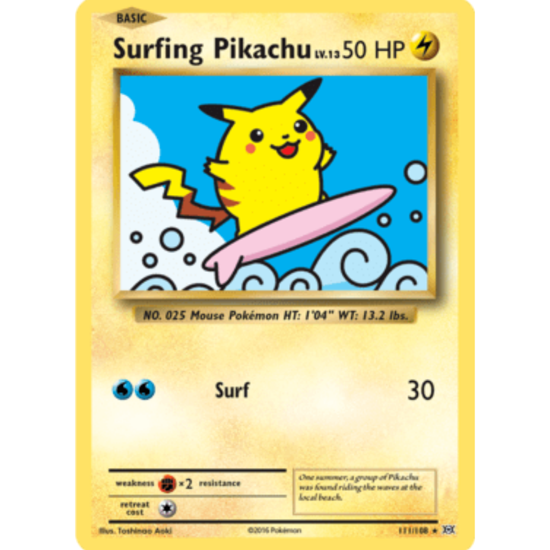Surfing Pikachu 111/108  XY  Evolutions - Secret Rare
