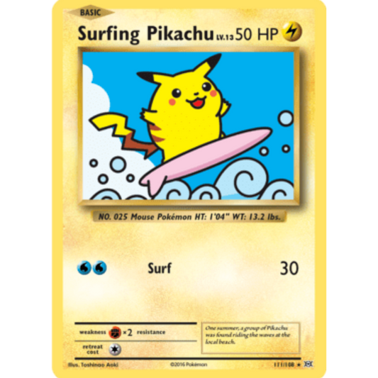 Surfing Pikachu 111/108  XY  Evolutions - Secret Rare