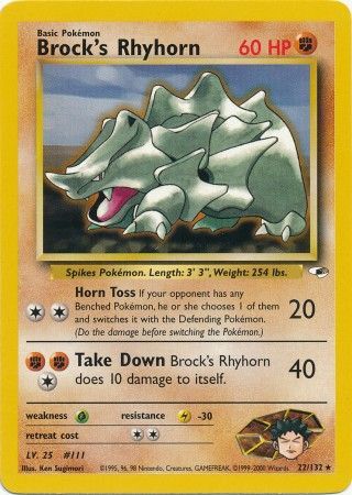 Brock's Rhyhorn (22) 022  - Unlimited Gym Heroes - Rare