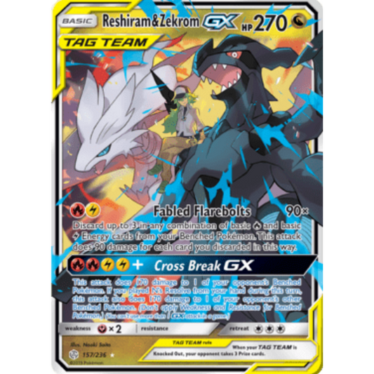 Reshiram & Zekrom GX 157/236  - Holofoil SM  Cosmic Eclipse - Ultra Rare