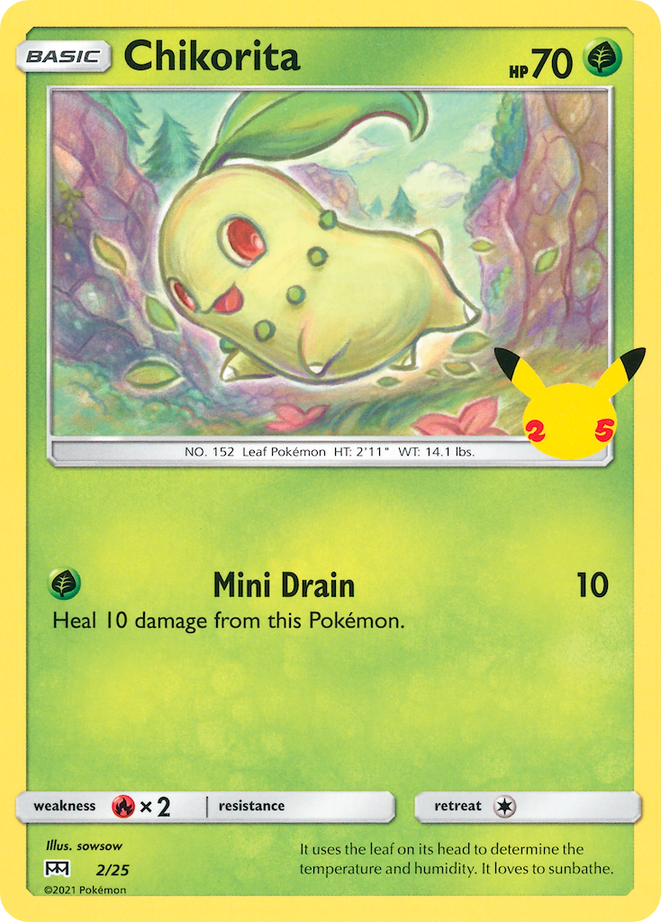 Chikorita 002/25  McDonalds 25th Anniversary Promos - Promo