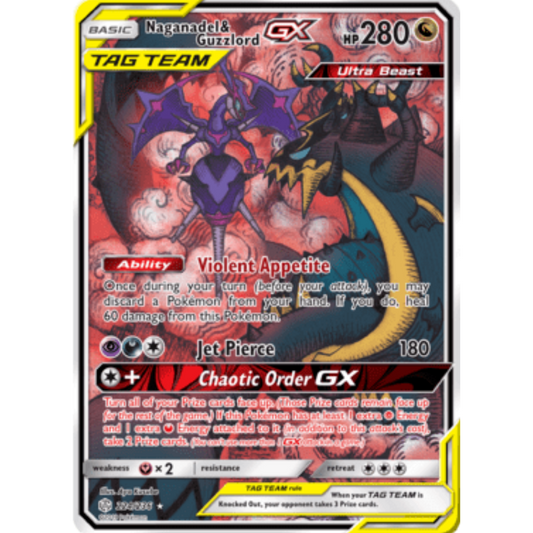 Naganadel & Guzzlord GX (Alternate Full Art) 224  - Holofoil SM  Cosmic Eclipse - Ultra Rare