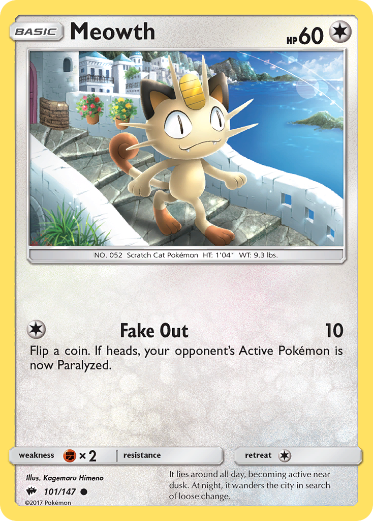 Meowth 101  SM  Burning Shadows - Common
