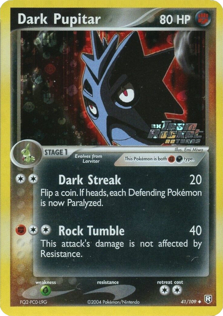 Dark Pupitar 041/109  - Reverse Holofoil Team Rocket Returns - Uncommon