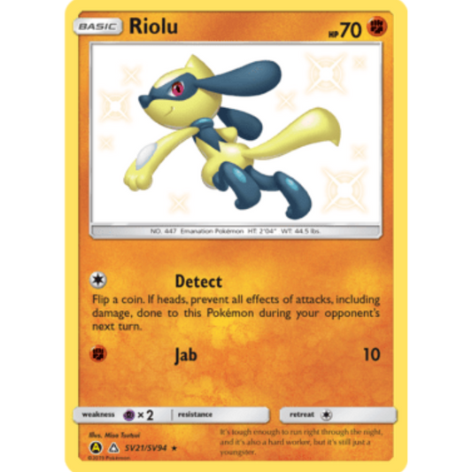 Riolu SV21/SV94  - Holofoil Hidden Fates Shiny Vault - Shiny Holo Rare