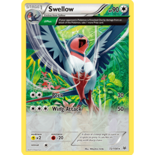 Swellow (72 Delta) 072/108  - Holofoil XY  Roaring Skies - Holo Rare
