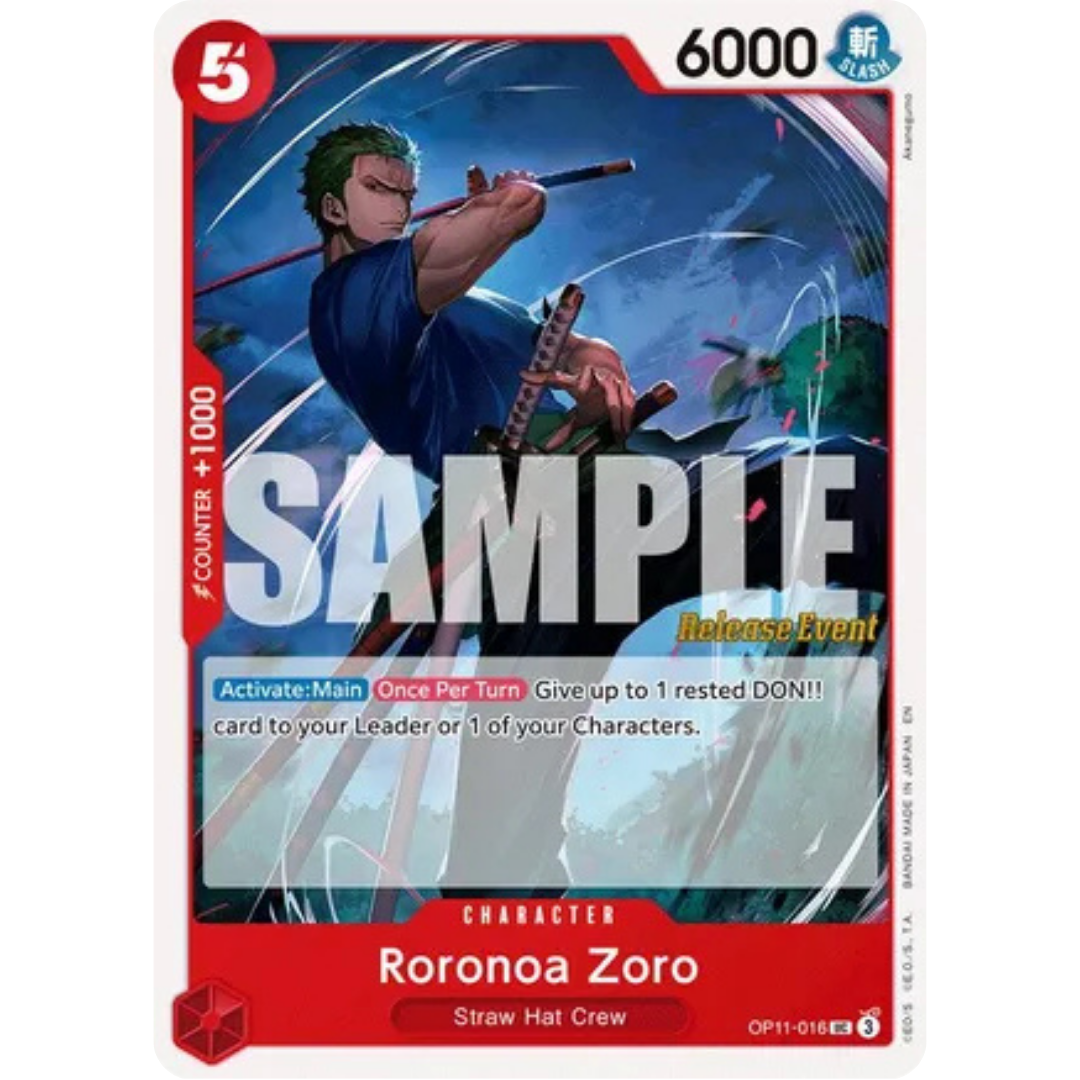 Roronoa Zoro (OP11-016) - A Fist of Divine Speed Release Event Cards