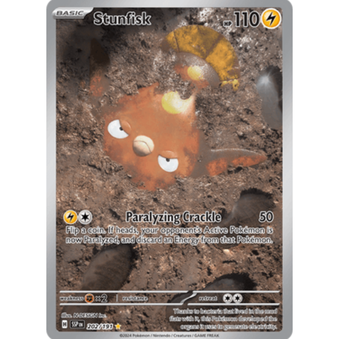 Stunfisk 202/191  - Holofoil SV08 Surging Sparks - Illustration Rare