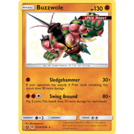 Buzzwole SV24/SV94  - Holofoil Hidden Fates Shiny Vault - Shiny Holo Rare