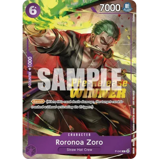 Roronoa Zoro (OP-06 Pre-Release Tournament) [Winner] (P-045) - One Piece Promotion Cards Foil