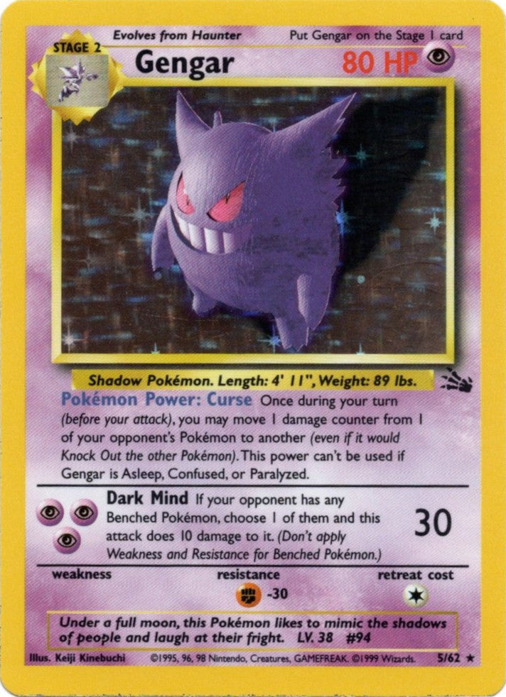 Gengar (5) 005  - 1st Edition Holofoil Fossil - Holo Rare